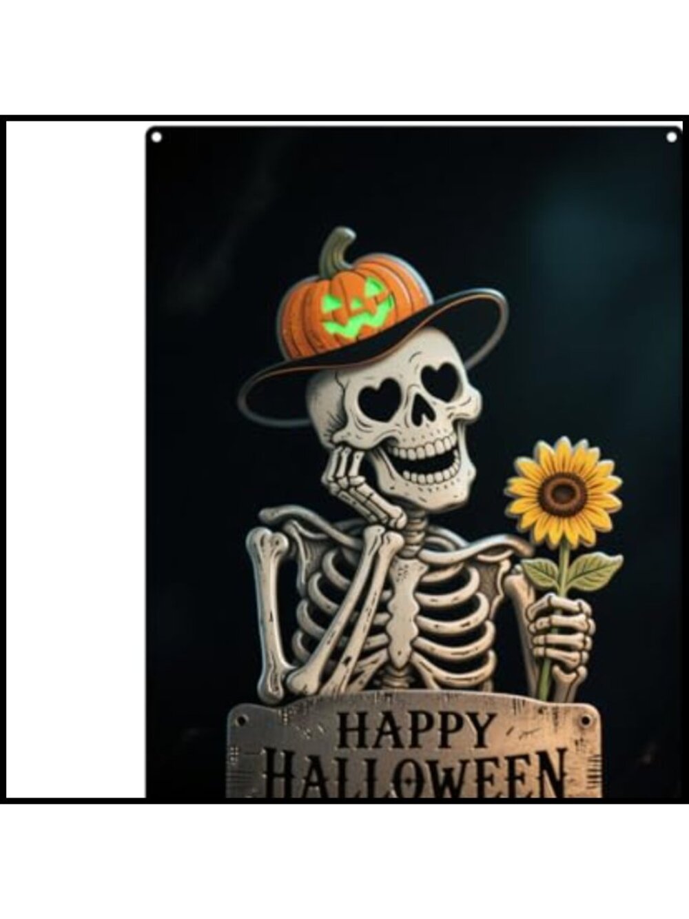 Vintage Happy Halloween Metal Sign 8x12 Skull Wall Art Decor